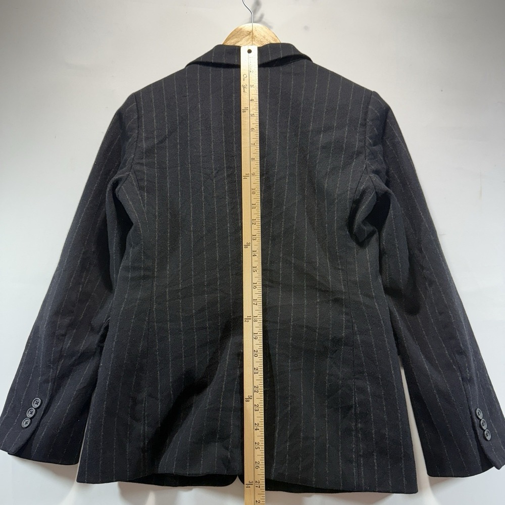 Banana Republic Blazer Womens 6 Black Pin Stripe One Button Wool Blend - Picture 10 of 10